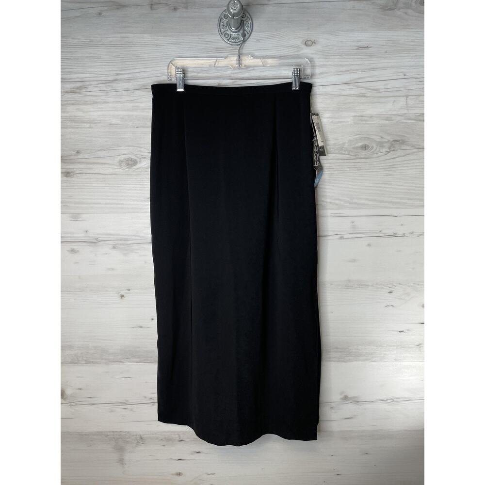 Briggs Skirt Womens 14 Black Straight Made in USA Back Button Side Slit Maxi